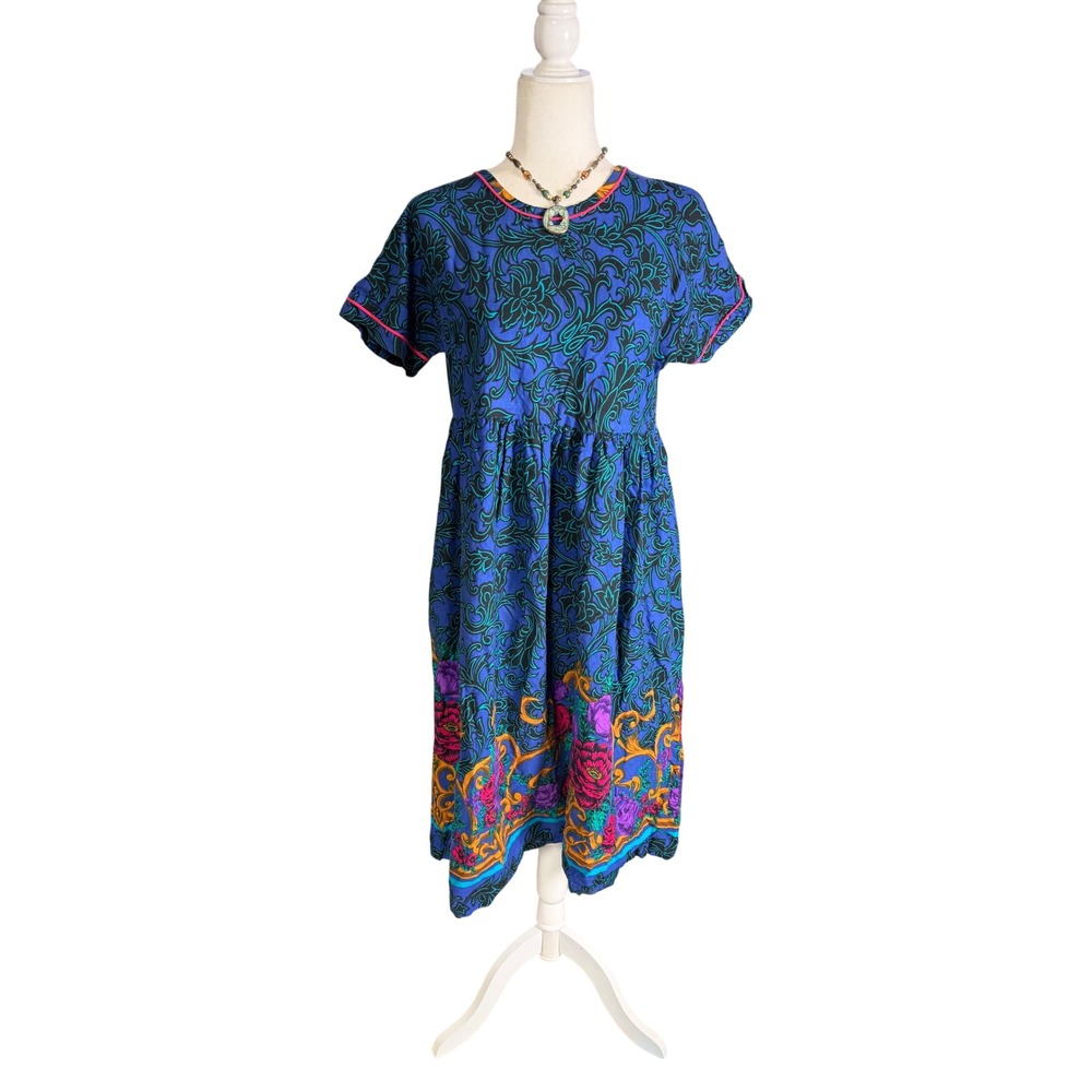 Vintage 90s Day In Day Out Floral Border Dress – M/L